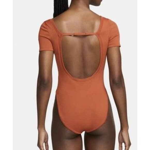 NIKE Women's Orange Knit Bodysuit Size Large NEW NWT - Picture 2 of 4